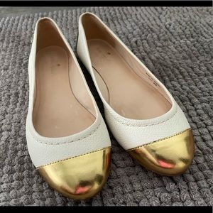 Kate Spade Terry Creme Gold Cap Toe Ballet Flat 6